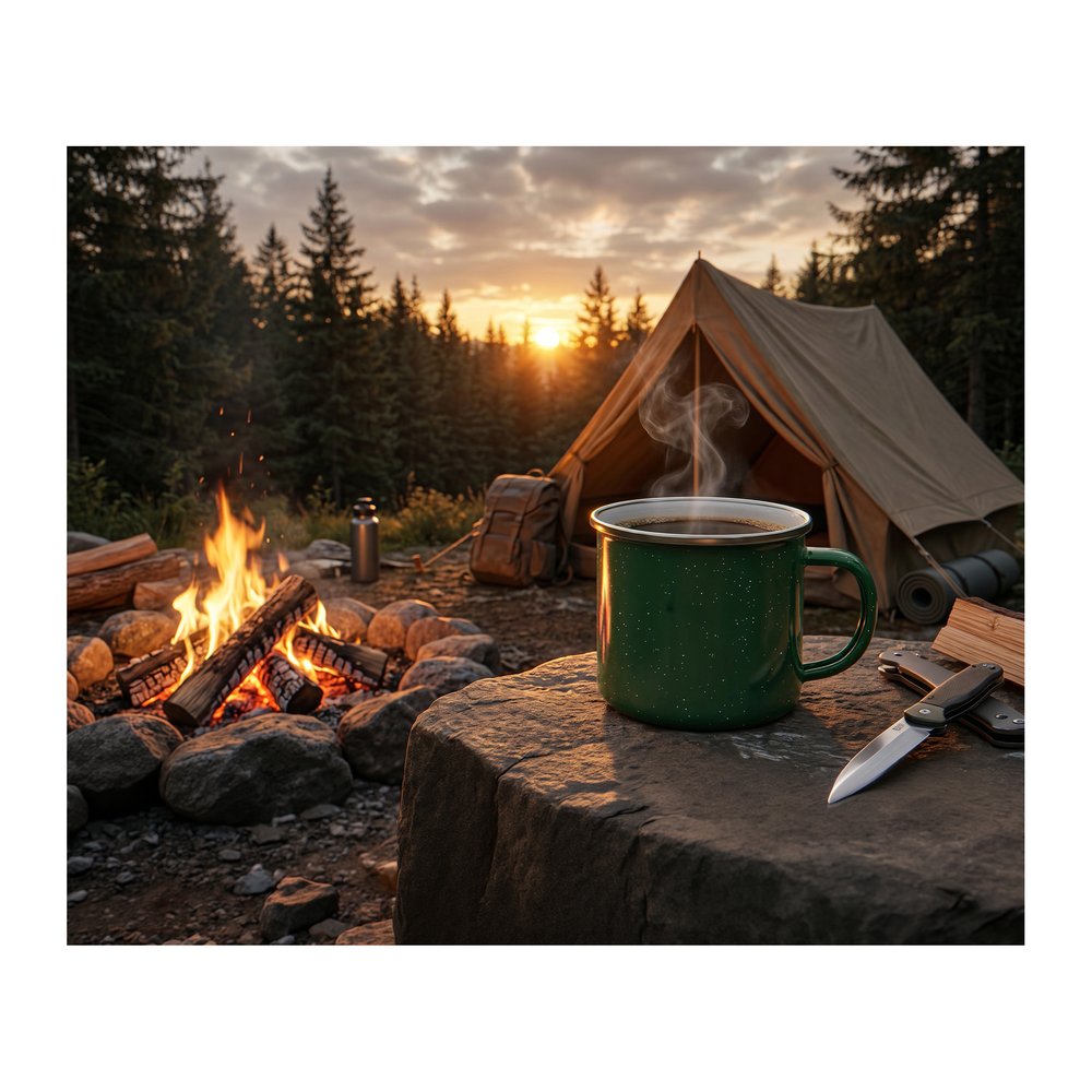 ORIGIN OUTDOORS Emaille Tasse - Emailletasse hitzebeständig und geschmacksneutral