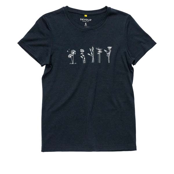 DEVOLD Classic Flowers Tee WMN - Damen Merino T Shirt atmungsaktiv & geruchshemmend