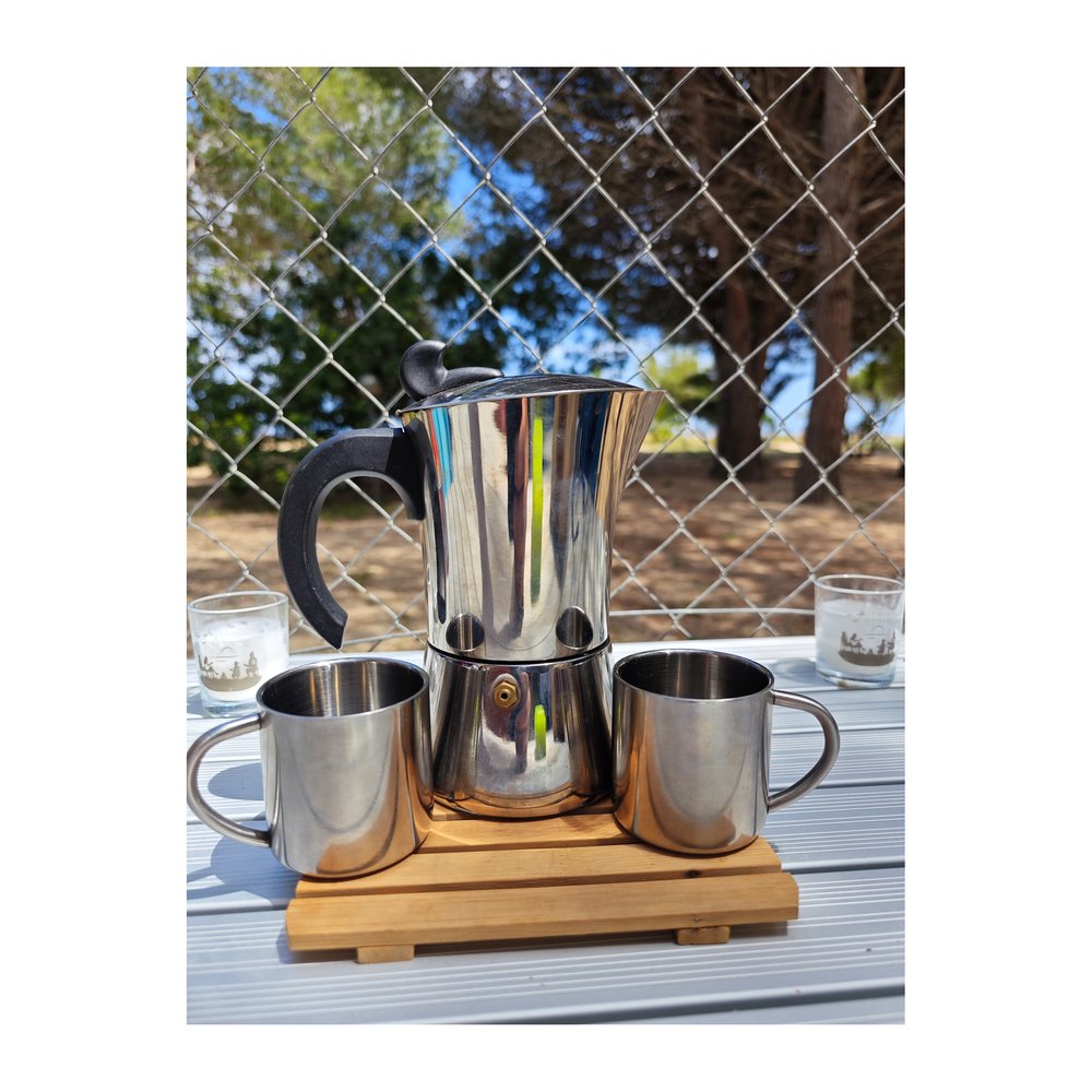 BASIC NATURE Espresso Maker Edelstahl - Espressokocher induktionsgeeignet, einfache Reinigung