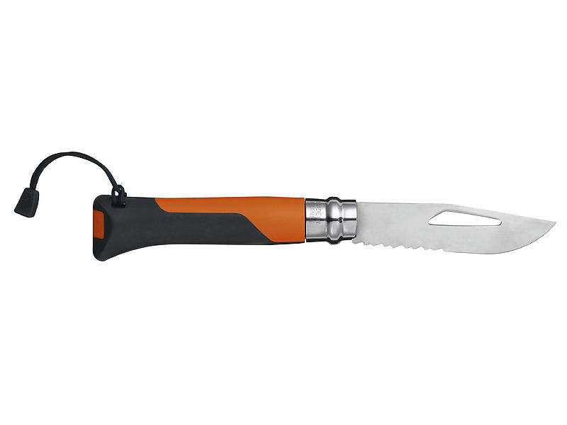 OPINEL Messer No 8 Outdoor - Outdoormesser orange, offen mit Band