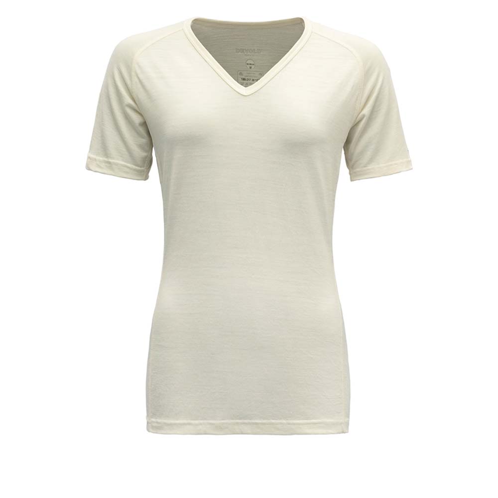 DEVOLD - Breeze Woman T-Shirt V-Neck offwhite