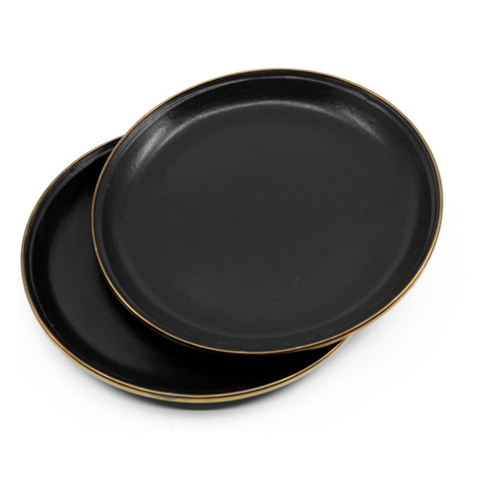 BAREBONES Small Plate 2er Set - Frühstücksteller aus Emaille - black
